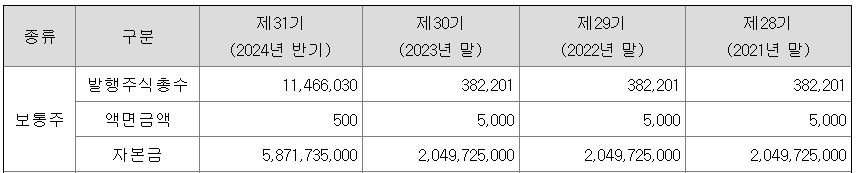 자본금 변동사항