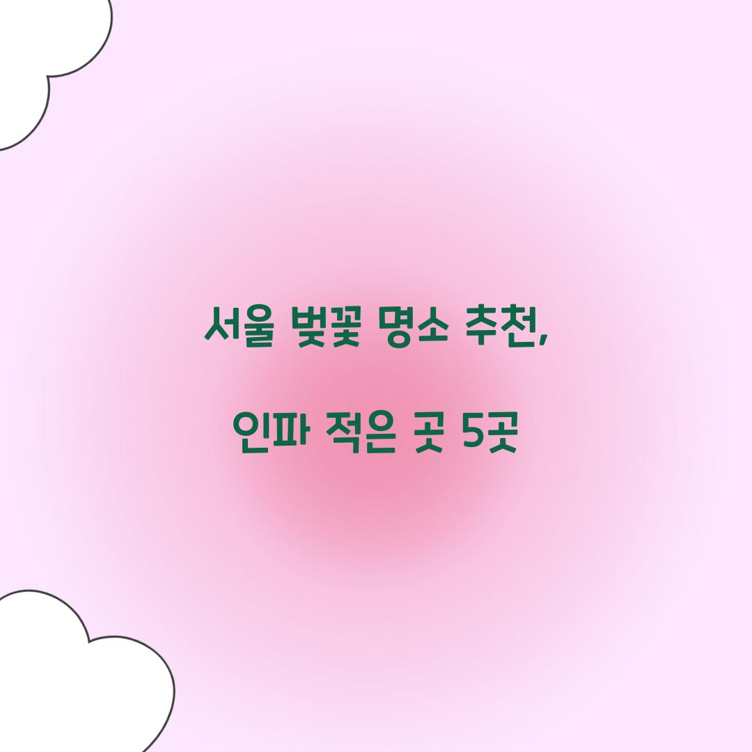 서울 벚꽃 명소