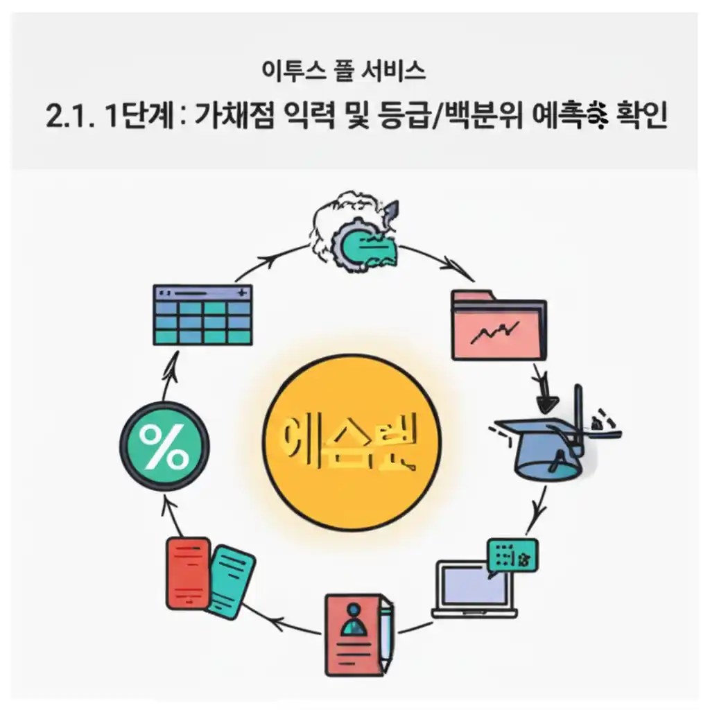 이투스 풀 서비스 1단계: 가채점 입력으로 등급/백분위를 예측 확인하는 화면