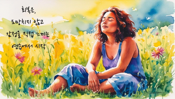 회복은 도망치지 않고 감정을 직접 느끼는 연습에서 시작됩니다에 관한 그림