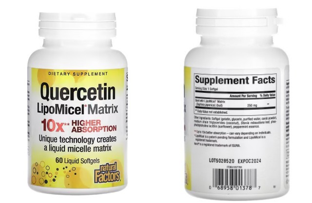 Natural Factors, 퀘르세틴 리포미셀 매트릭스, 액상 소프트젤 60정