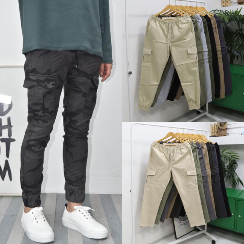 남자 여름 린넨 냉장고 추가 면카모스판 카고 조거팬츠1178