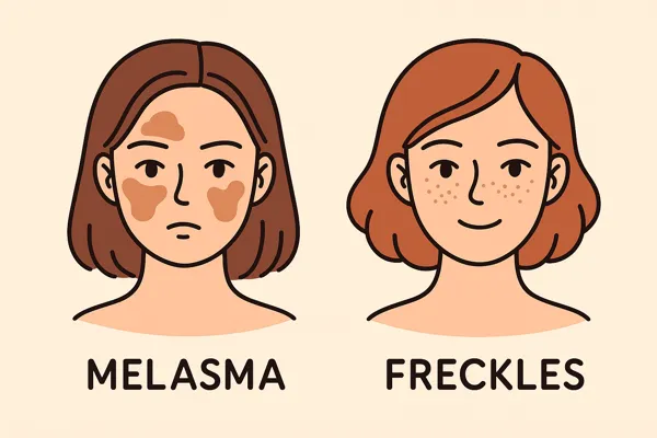 만화형 기미와 주근깨 비교