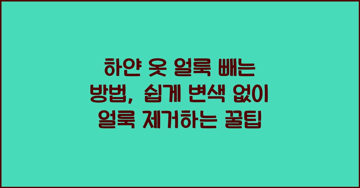 하얀 옷 얼룩 빼는 방법, 변색 없이 얼룩 제거하는 꿀팁