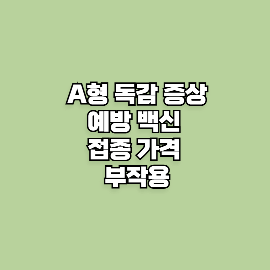 A형 독감 증상과 예방 및 백신 접종 비용 부작용