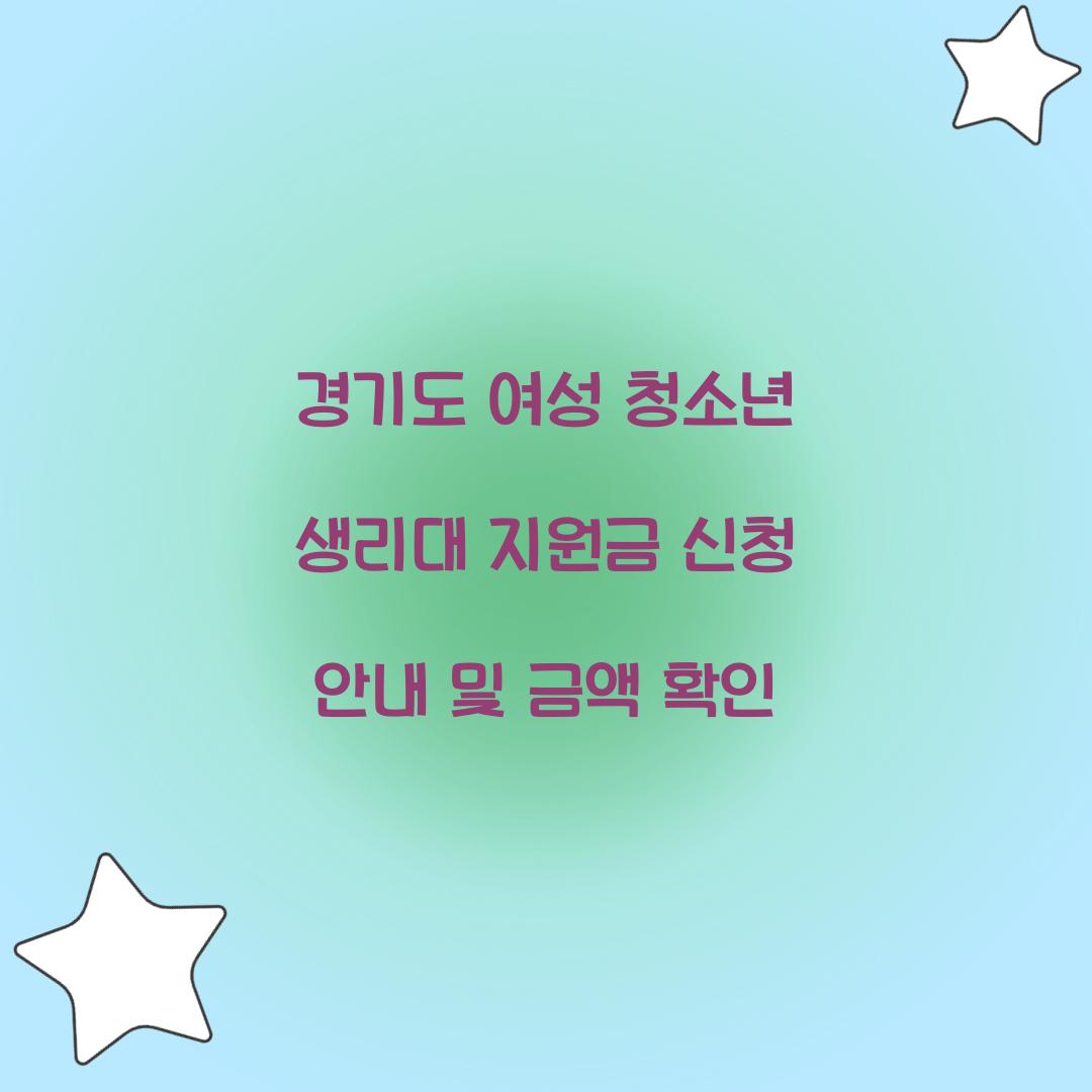 경기도 여성 청소년 생리대 지원금