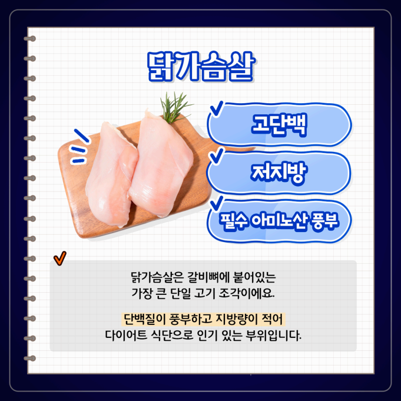 닭가슴살, 고단백, 저지방, 필수 아미노산