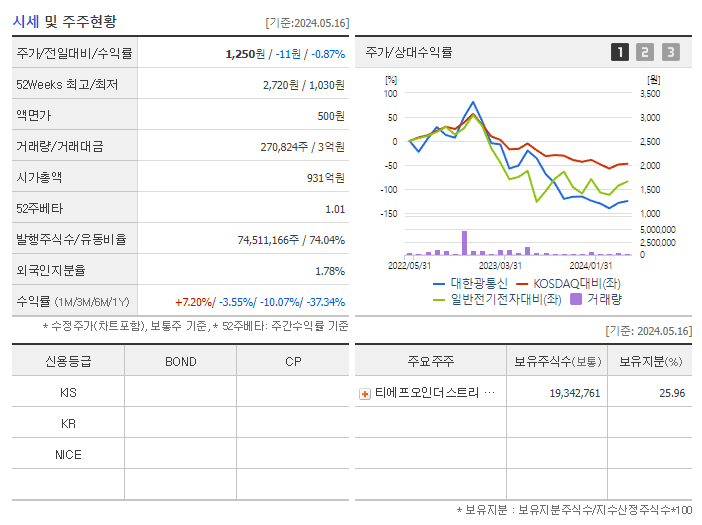 대한광통신_기업개요