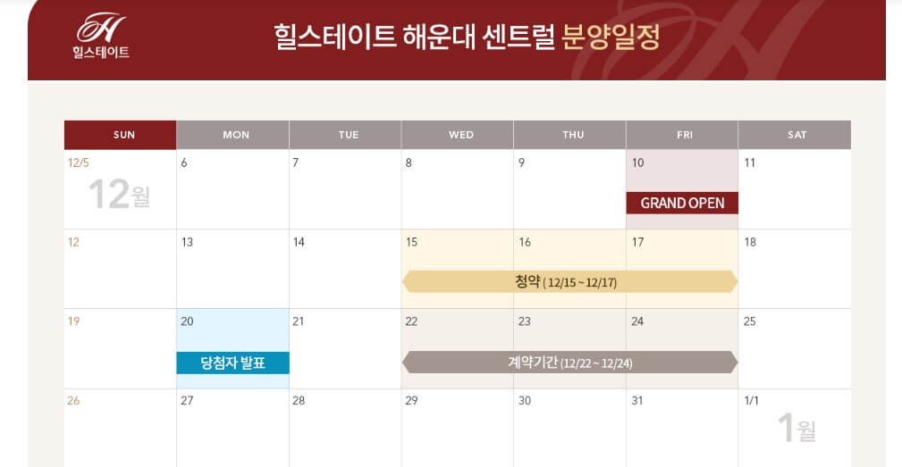 힐스테이트 해운대 센트럴 분양일정