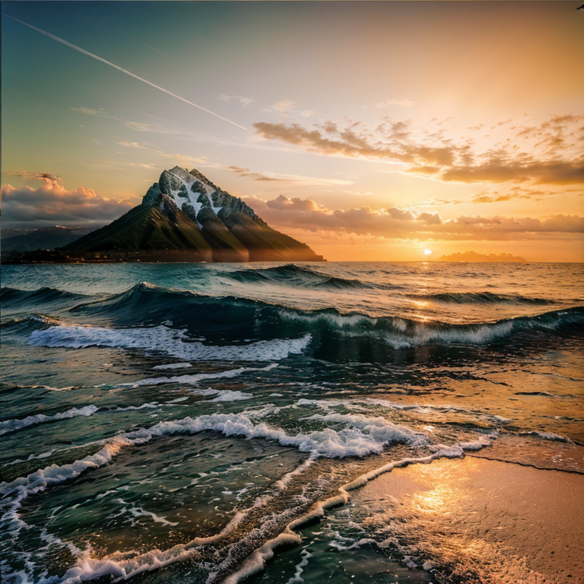 노을지는 해변의 모습