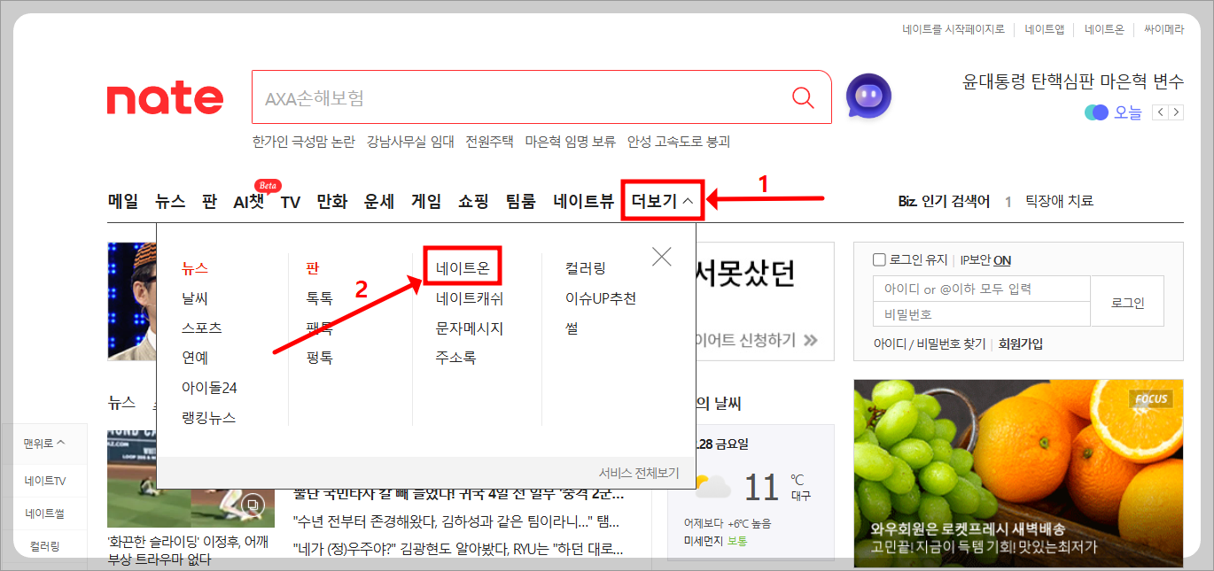네이트온 PC버전 내려받는 방법 2