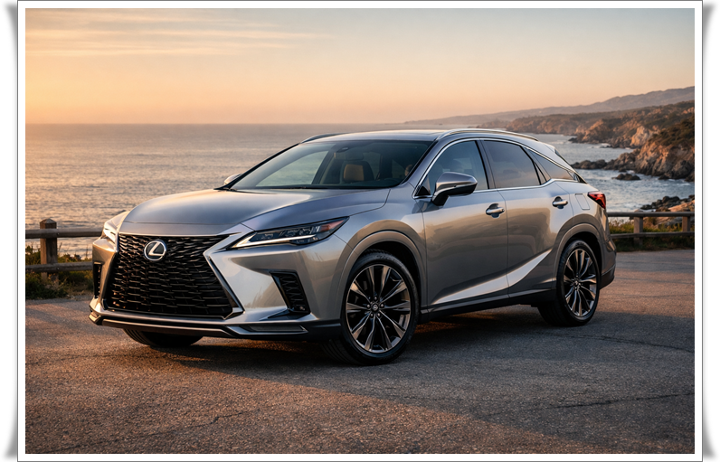 렉서스 RX 모델의 우아한 실루엣과 전체적인 외관 디자인