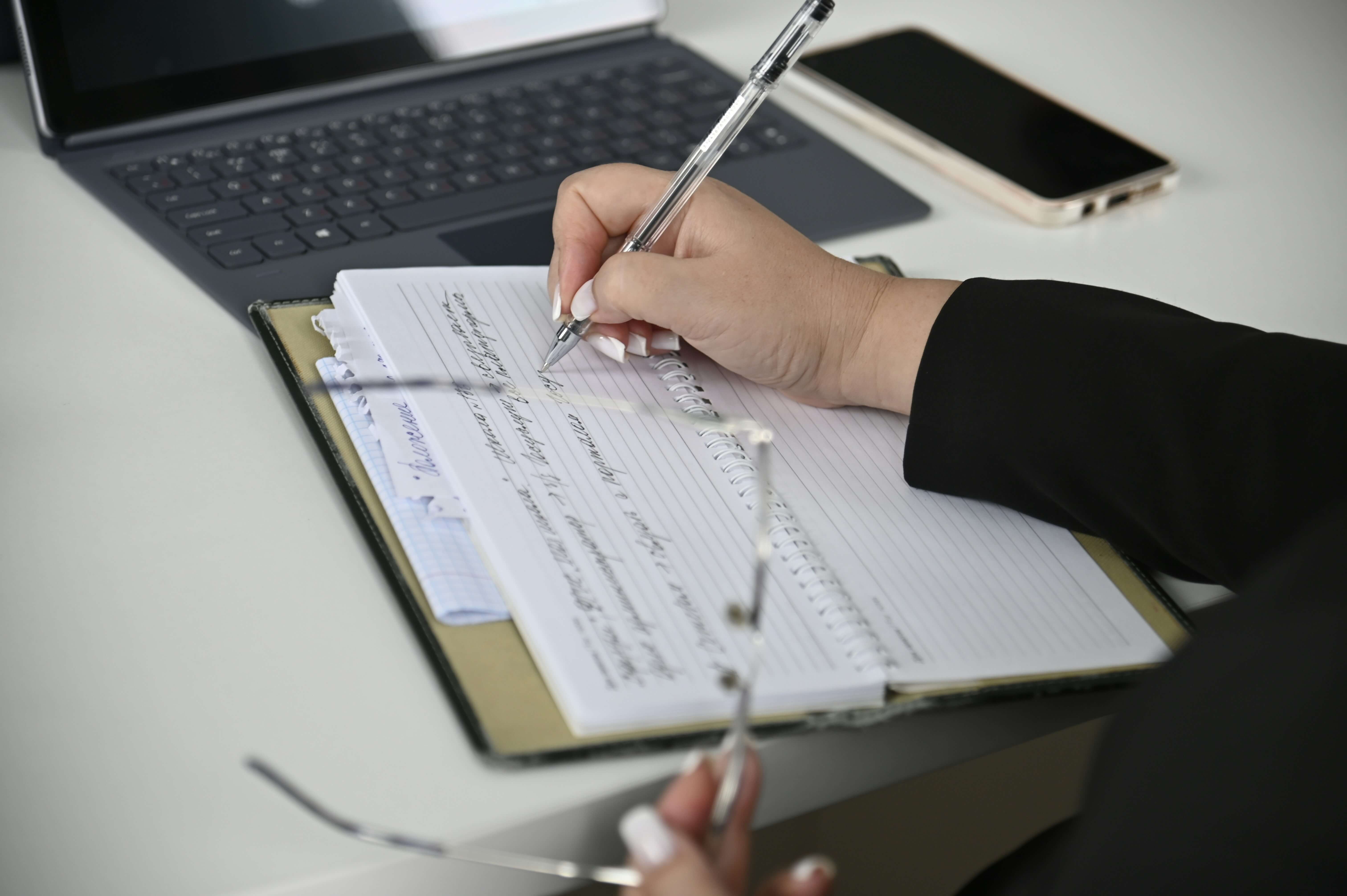 Business owner working with organized documents