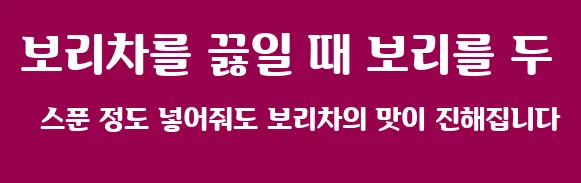 보리차를 끓일 때 보리를 두 스푼 정도 넣어줘도 보리차의 맛이 진해집니다