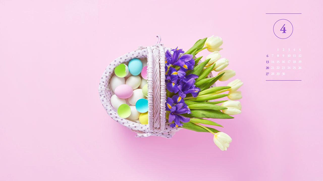 05 꽃과 계란 바구니 A - 2025년4월 노트북배경화면