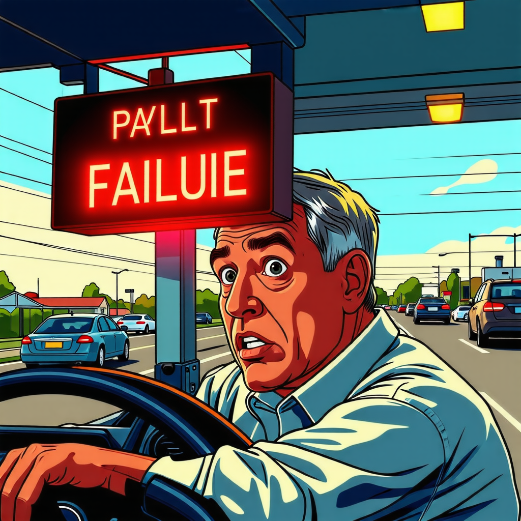 미납통행에 따른 당황한 운전자를 표현한 이미지