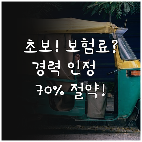 초보 운전자 보험료 절감 가입 경력 ..
