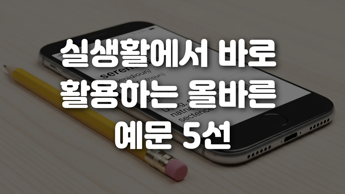 실생활에서 바로 활용하는 올바른 예문 5선