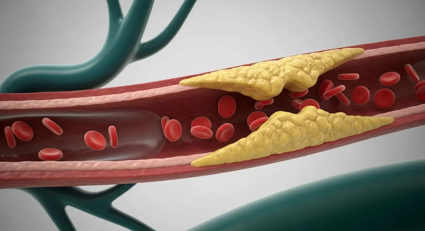 깨끗하고 건강한 혈관과 지방이 축적되어 막히기 시작한 혈관의 모습