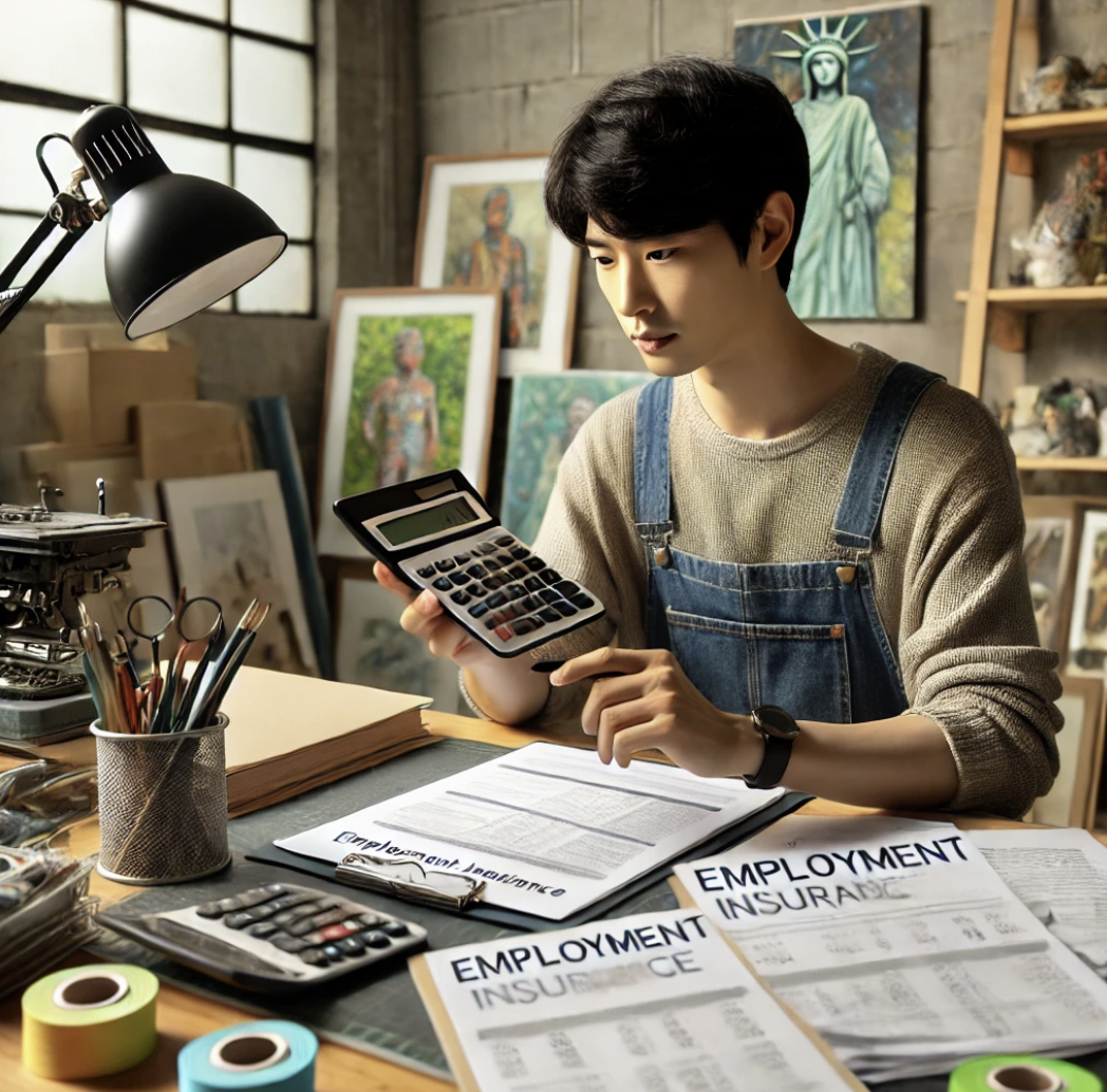 고용 보험료를 계산하는 모습