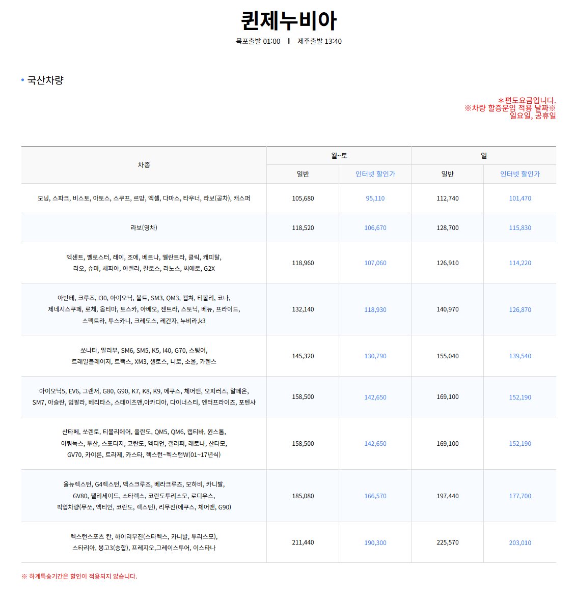 목포 제주도 배편 예약 및 안내