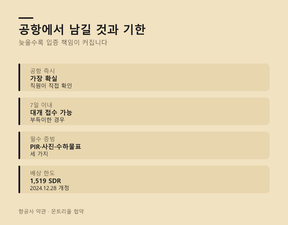 공항에서 남길 것과 기한