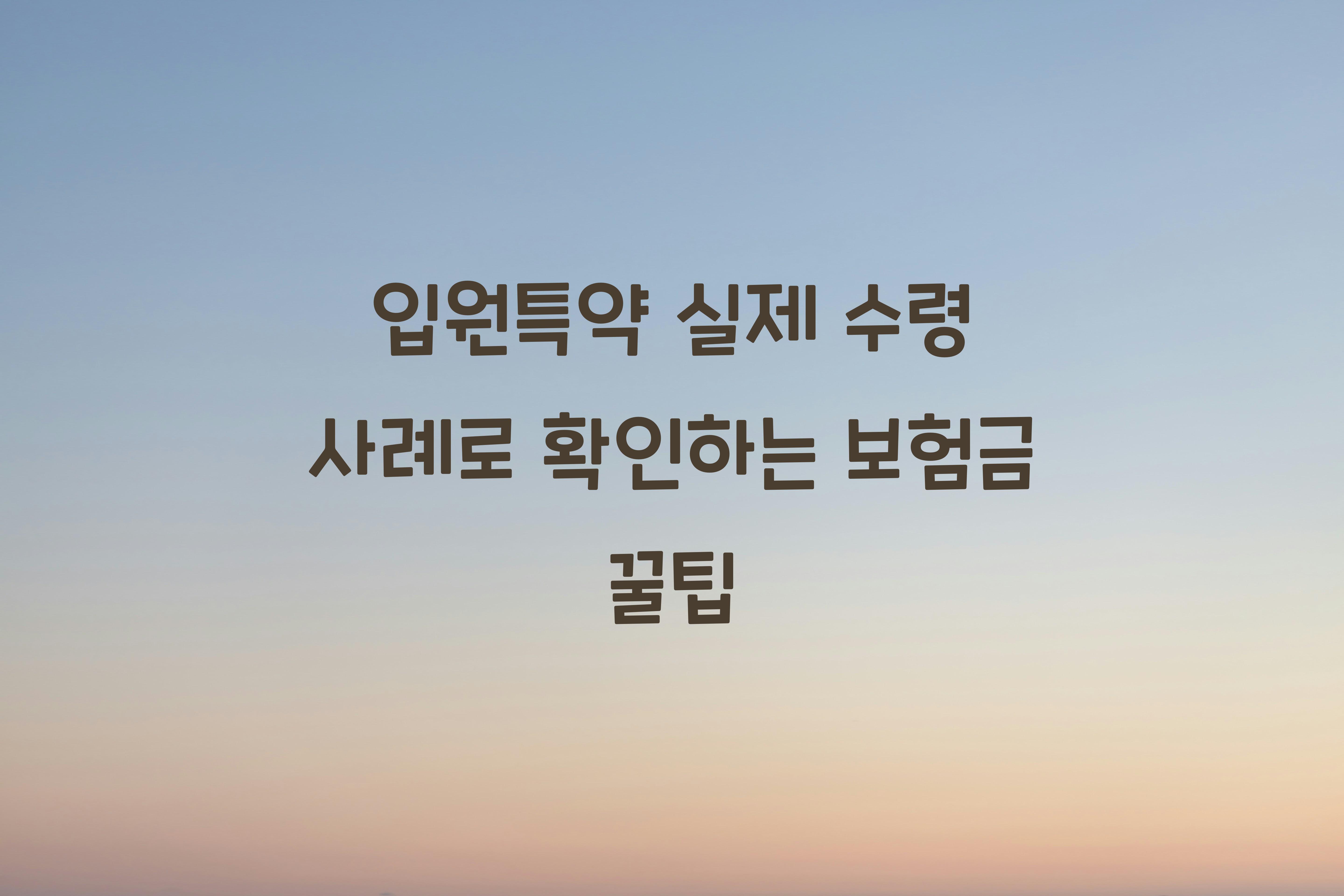 입원특약 실제 수령 사례