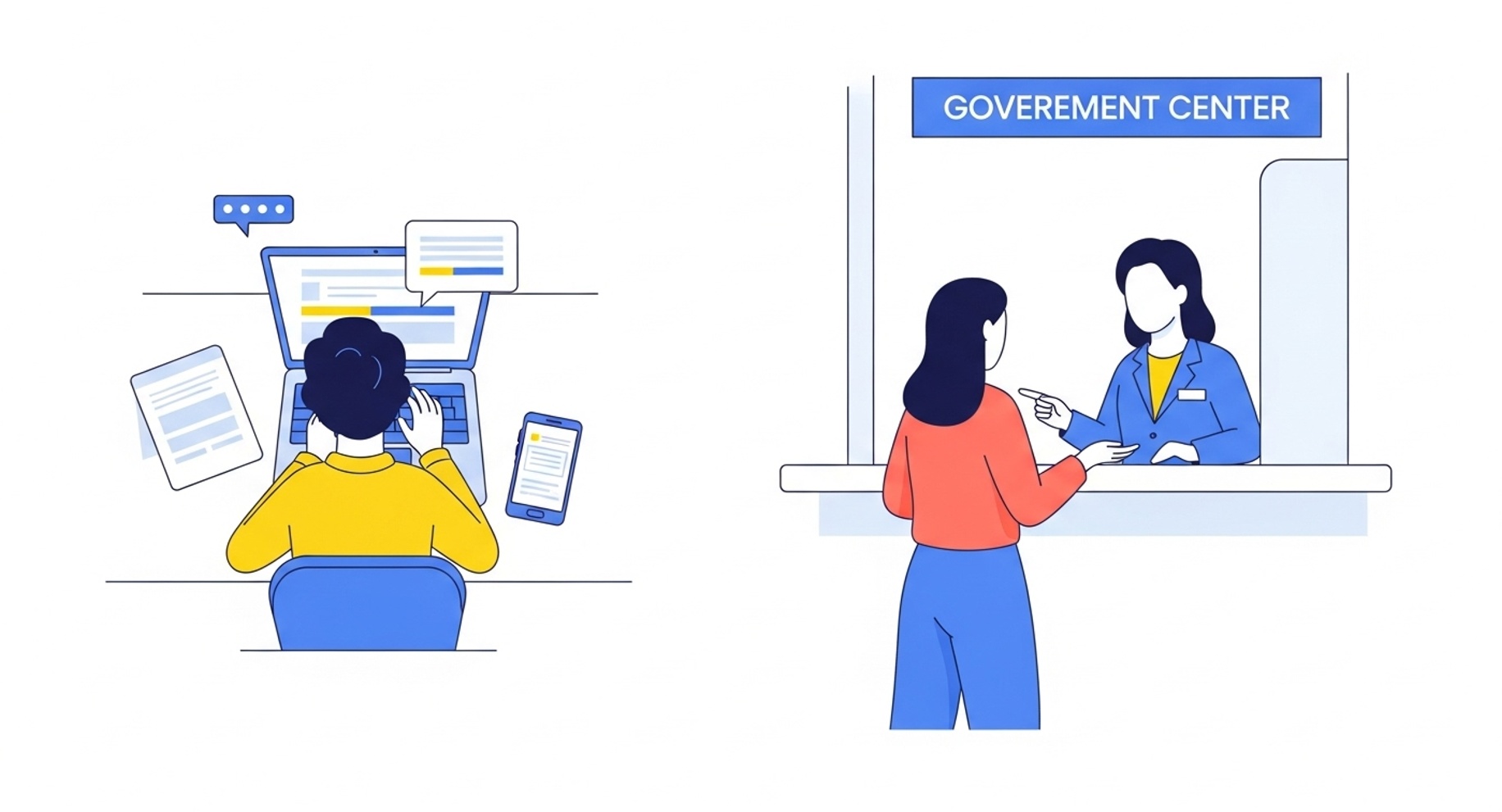 온라인과 방문신청을 병행하는 근로자의 모습, 나에게 맞는 방법을 선택해야 합니다.