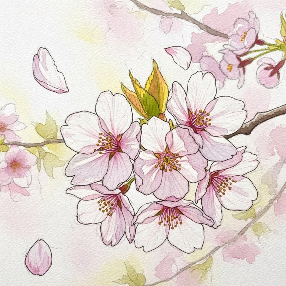 햇살을 받아 투명하게 빛나는 벚꽃 잎의 클로즈업