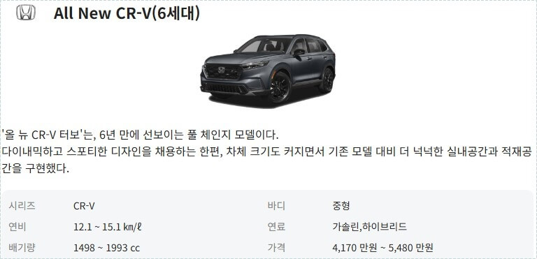 혼다 cr-v 가격