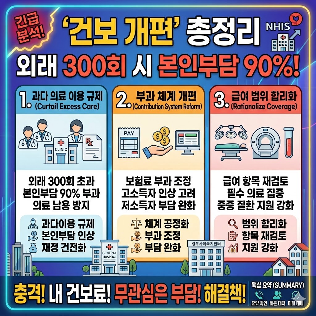 외래진료 300회 넘으면 본인부담 90%…건보 개편 내용 총정리
