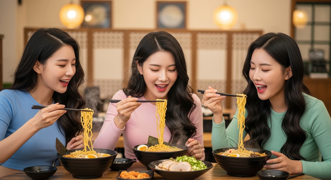 라면을 먹는 여자들