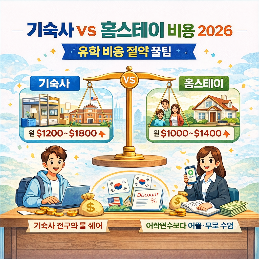 기숙사 vs 홈스테이 비용 2026 | 유학 비용 절약 꿀팁