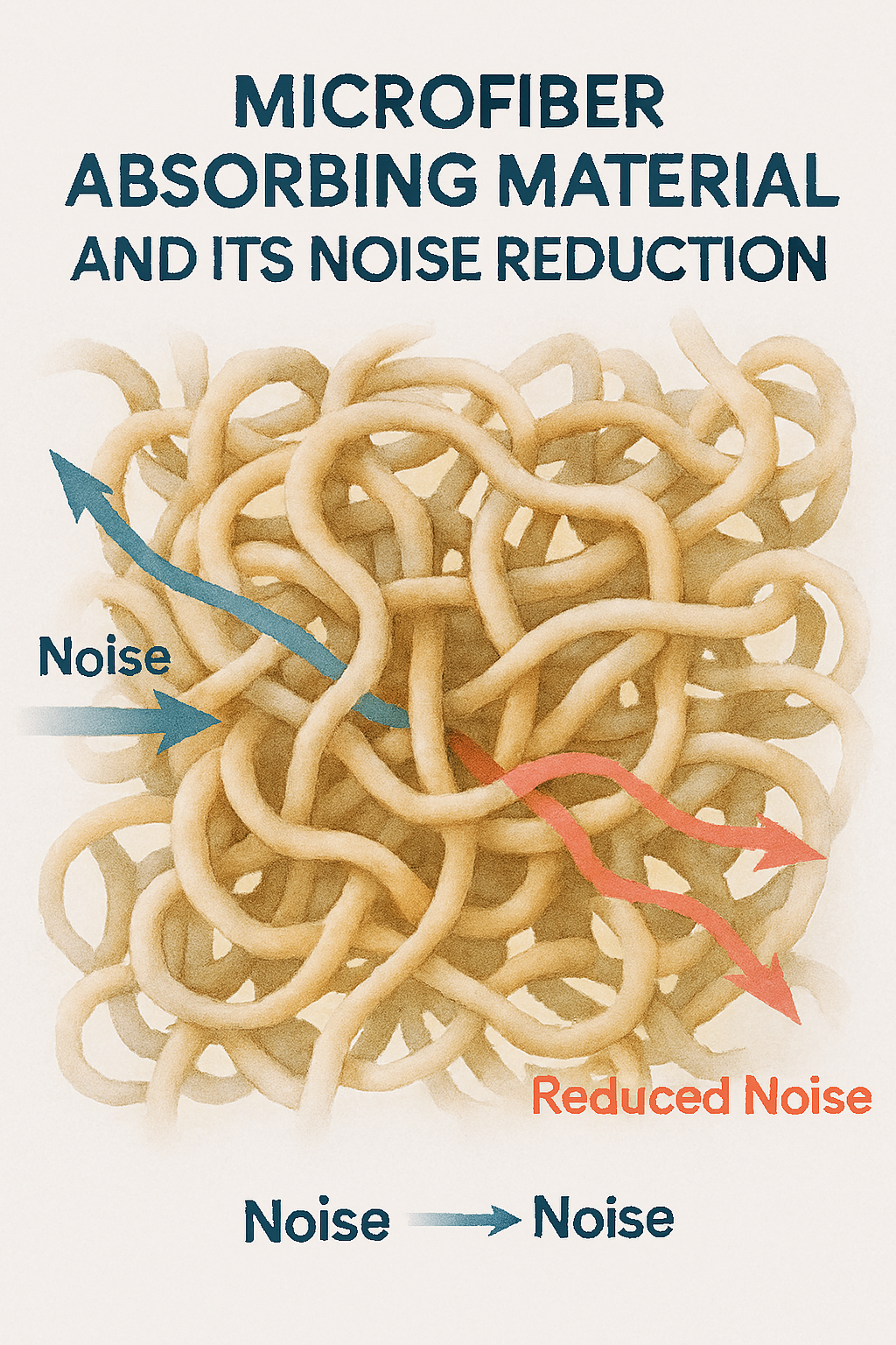 섬유형 흡음재의 확대 이미지 – 복잡하게 얽힌 섬유들이 미시소음을 흡수하는 구조