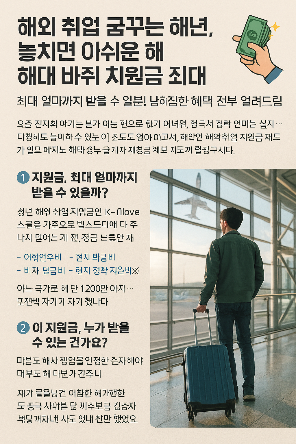 해외 취업을 꿈꾸는 청년이라면? 놓치면 아쉬운 해외 취업 지원금 최대 금액!