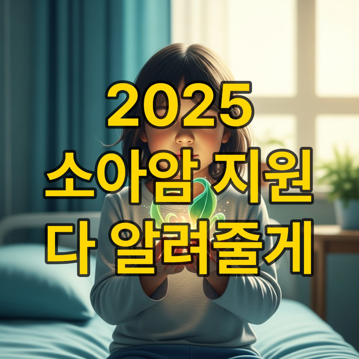 사랑하는 아이의 손에 희망의 빛이 담긴 따뜻하고 희망적인 소아암 치료비 지원 이미지
