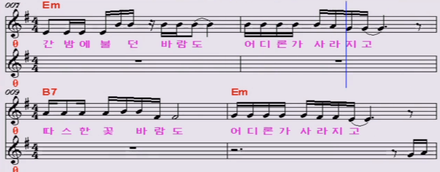 조용필 꽃바람 악보 노래방