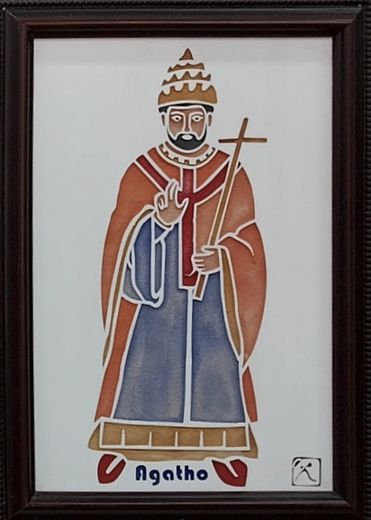 사진은 배론성지 안에 있는 아가토 교황 성인 그림입니다.