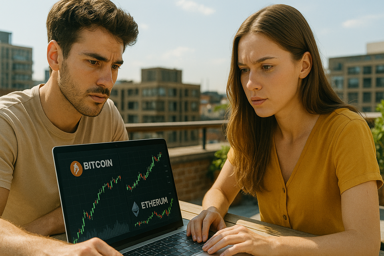 비트코인·이더리움 차트를 분석하는 투자자