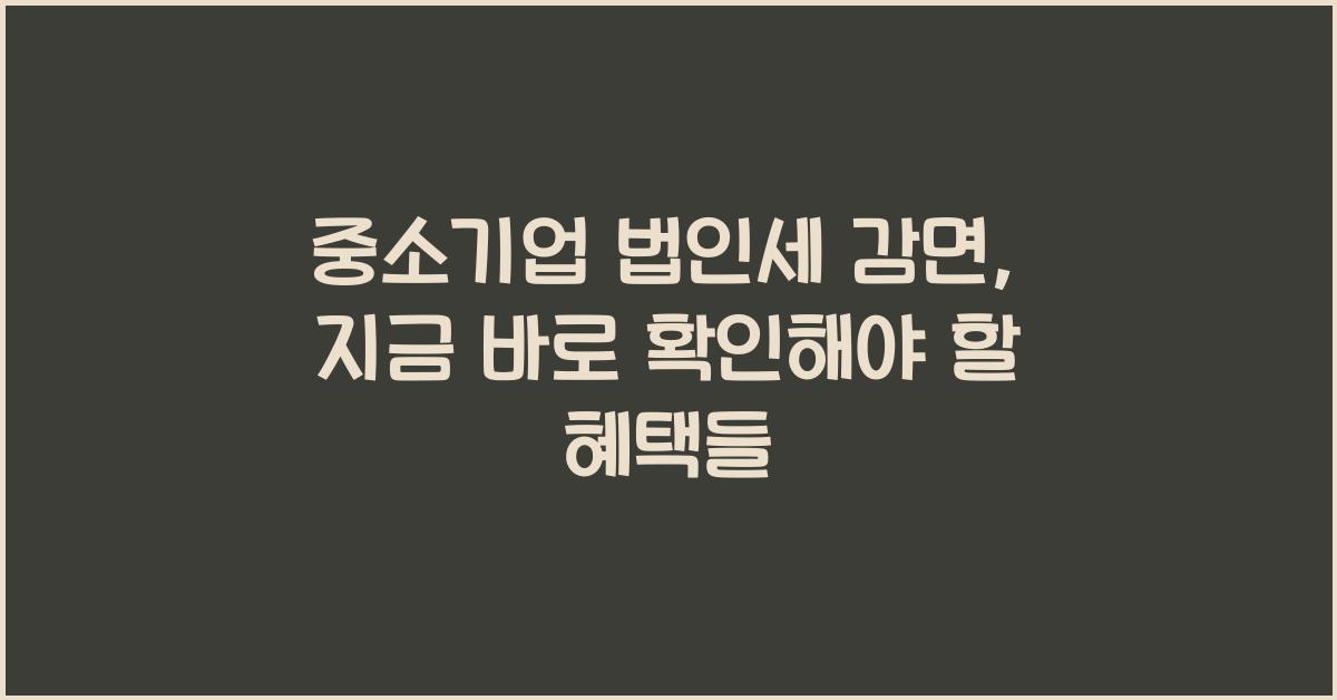 중소기업 법인세 감면