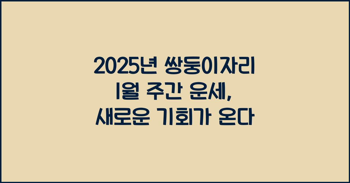 2025년 쌍둥이자리 1월 주간 운세(1/1~1/7)
