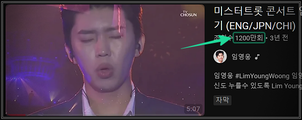 임영웅 어느 60대 노부부이야기 1,200만뷰 유튜브 영상