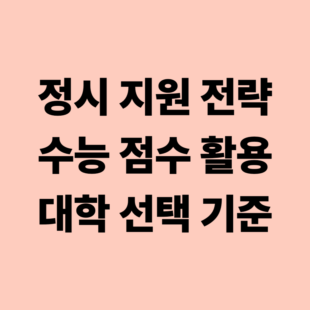 정시 지원 전략 수능 점수 활용 대학 선택 기준