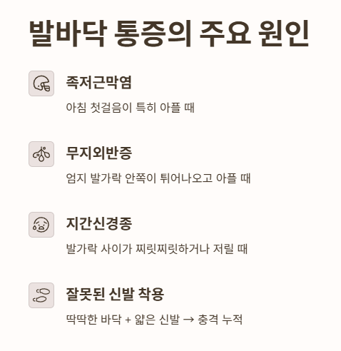 발바닥 통증의 주요 원인