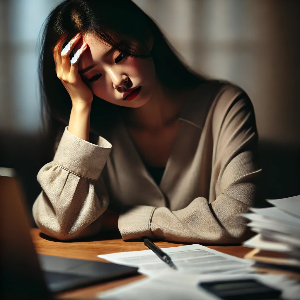 스트레스로 인해 고민하는 사람의 모습