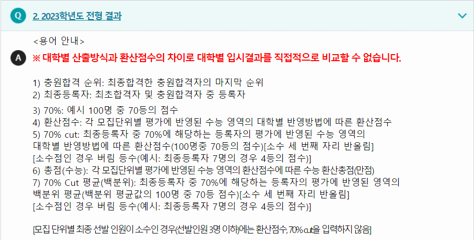 2023학년도 한신대학교 수능위주전형 전형 결과