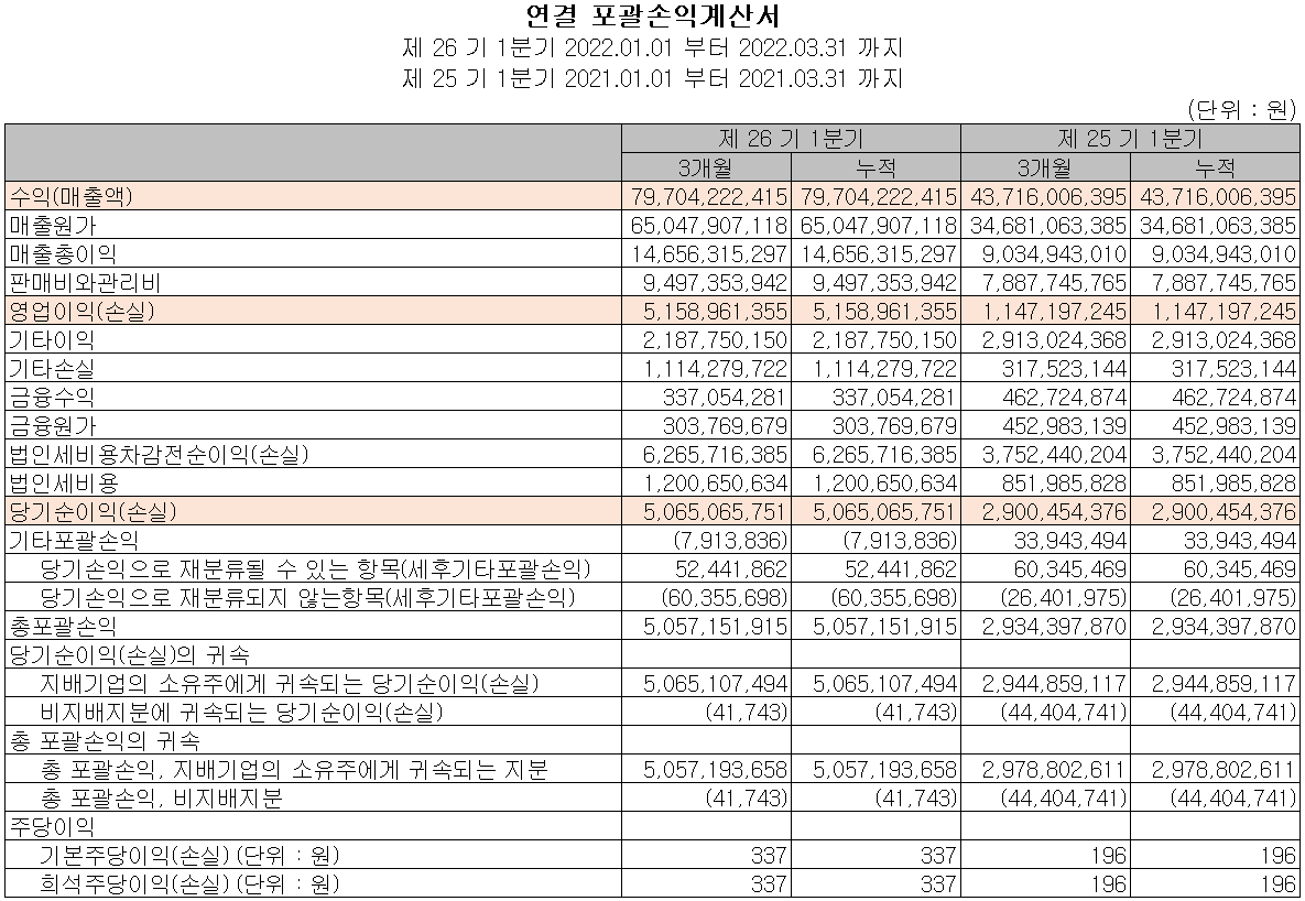 에스티아이 - 손익계산서