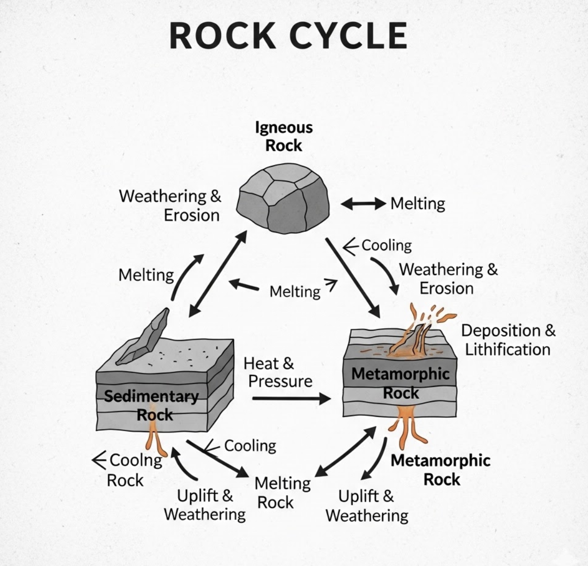 화성암, 퇴적암, 변성암의 특징과 생성 과정: 지구의 역사를 기록한 세 가지 암석