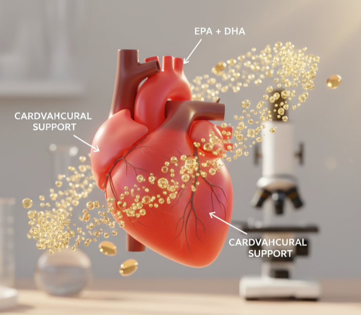 EPA와 DHA가 심혈관 건강을 지원하는 이미지