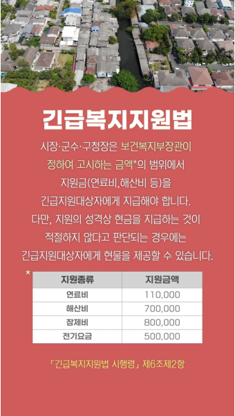 2025 긴급복지지원법 신청방법 지원금액 대상자